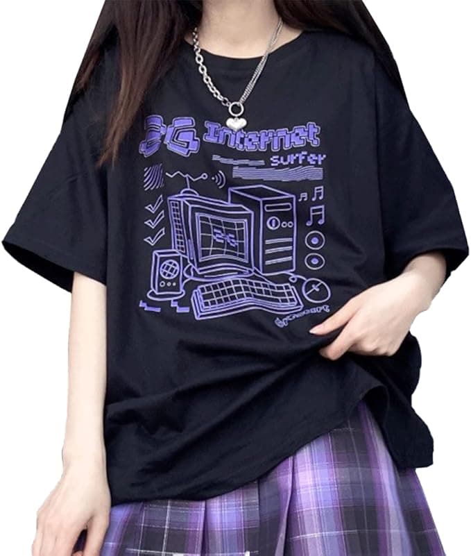 RILGOU Harajuku Kawaii Tee — Pastel Goth Casual Style