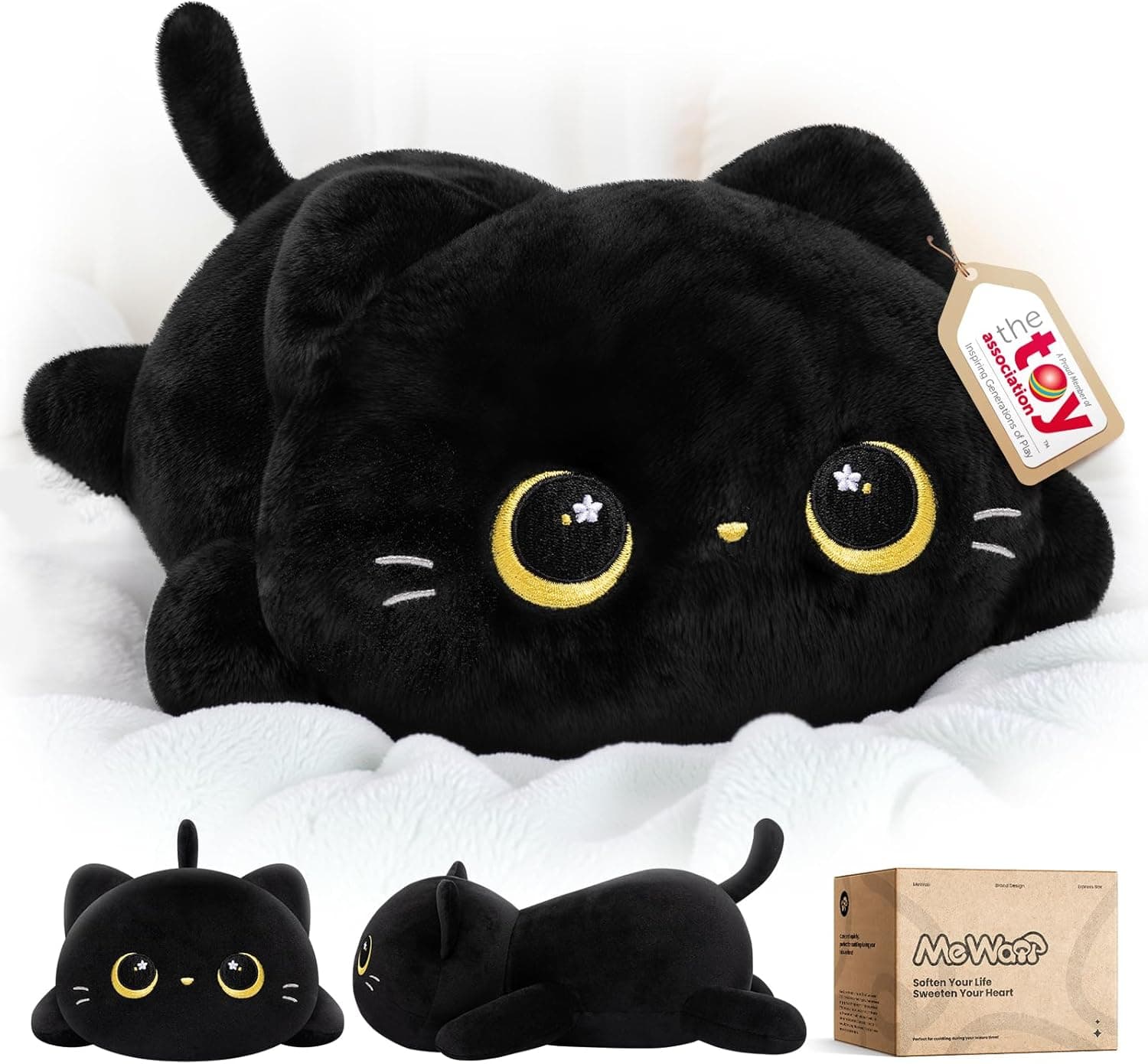Amazon.com: Mewaii Cute Black Cat Plush Pillow, Kawaii Plushies ...