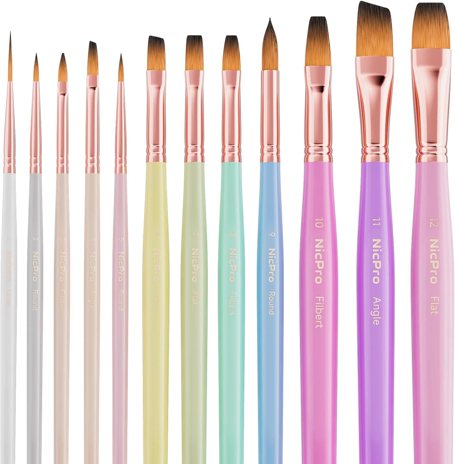 Nicpro 12pcs Artist Paint Brush Set, Aesthetic Pastel ... - Amazon.com