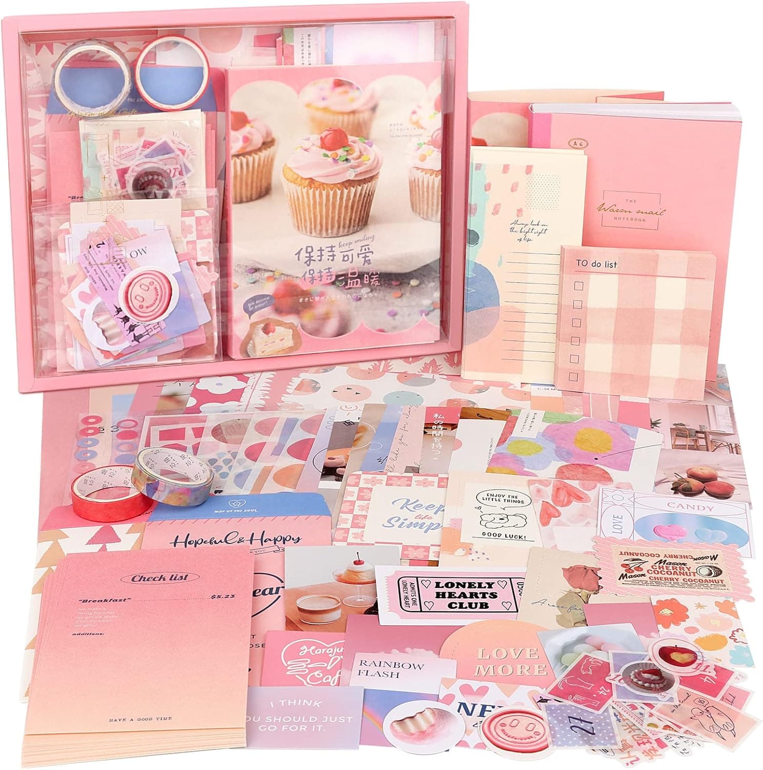 Draupnir Pink Cute Kawaii Aesthetic Scrapbook Kit(348pcs), Bullet ...