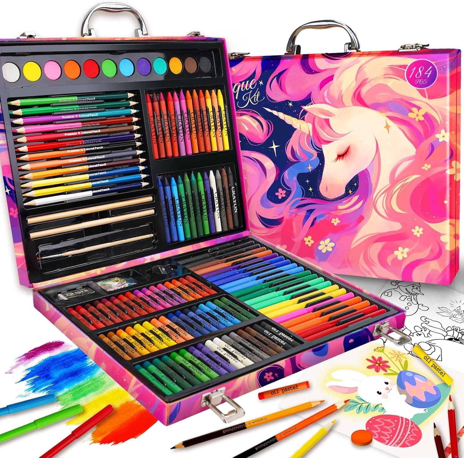 Cokiki Art Supplies,184-Piece Art Sets for Girls Ages 6-12,Unicorn ...