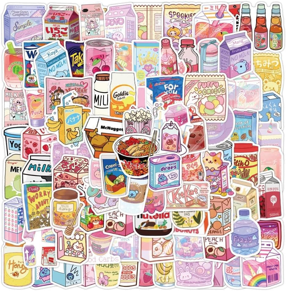 Amazon.com: 100pcs Cute Snack, Food, and Drink Stickers Set